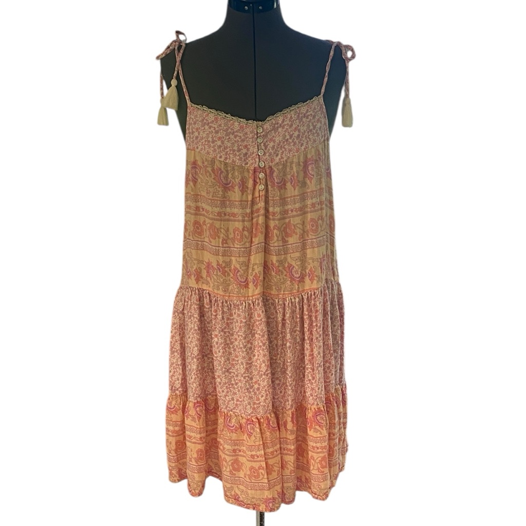 Lucky Brand Los Angeles India Sz S 6 Button Ruched Tank Top Adjustable Stripes